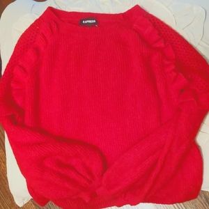 Express Red Sweater - pretty sleeves  Like New!